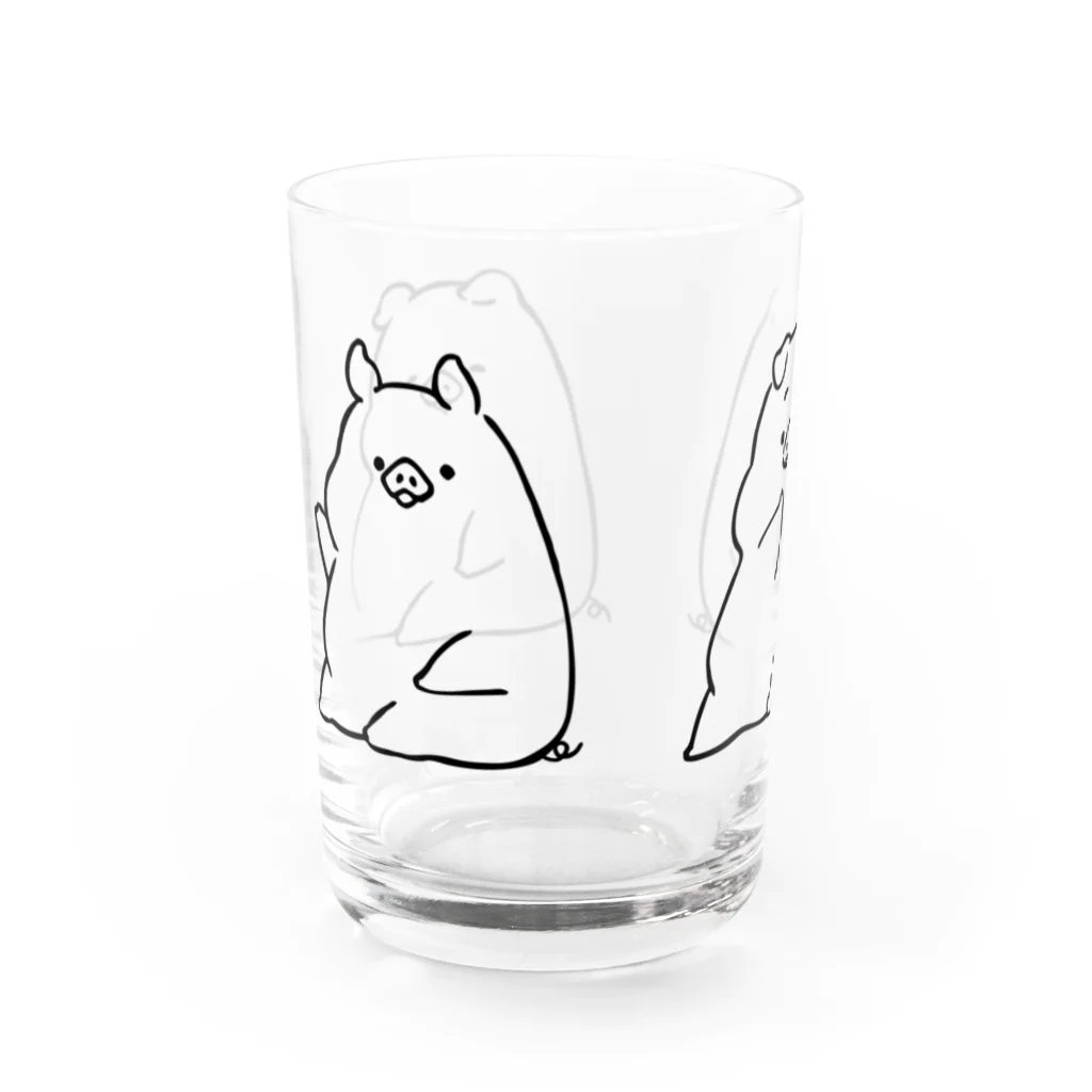 前髪ぱっつん◆SUZURI店の3匹の豚 Water Glass :left