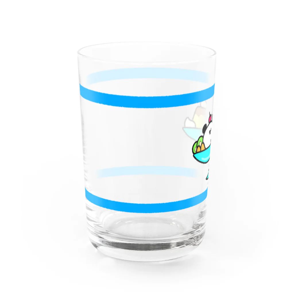 ゆっけちゃんの隠れ家のプリン・ア・ラ・モードみたいなぱんだ(水色) Water Glass :left