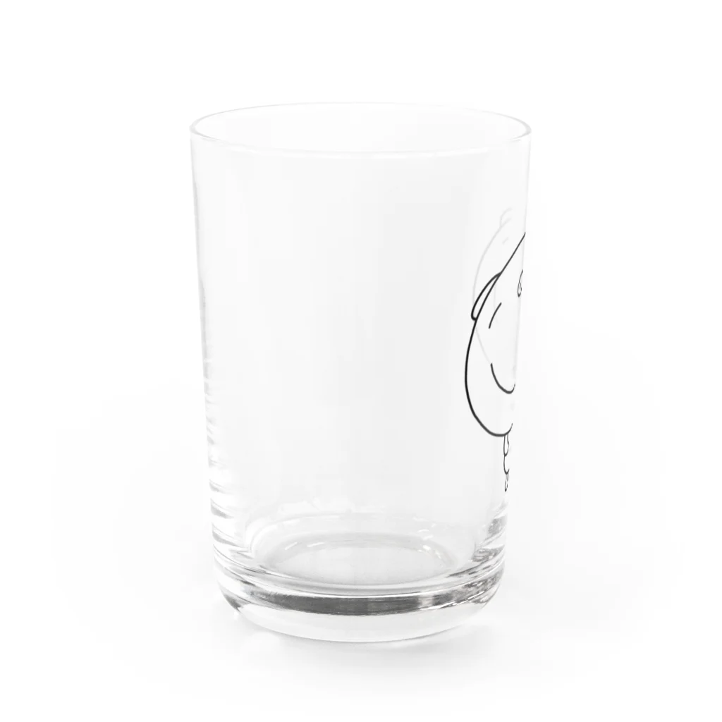 nijishokuninのなかいさんちのぶた(ありがとう)黒 Water Glass :left