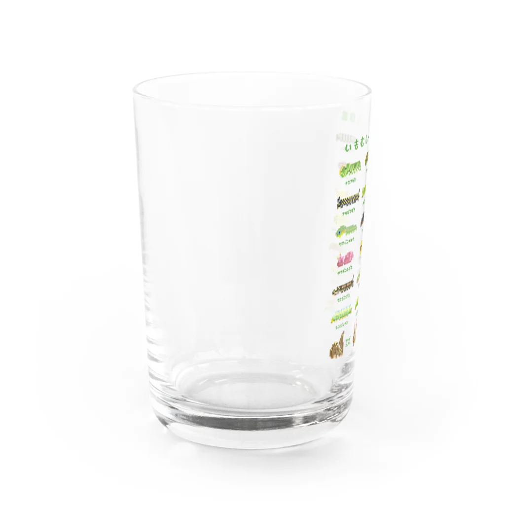 さちこの生物雑貨のイモムシ・けむし図鑑(文字緑) Water Glass :left