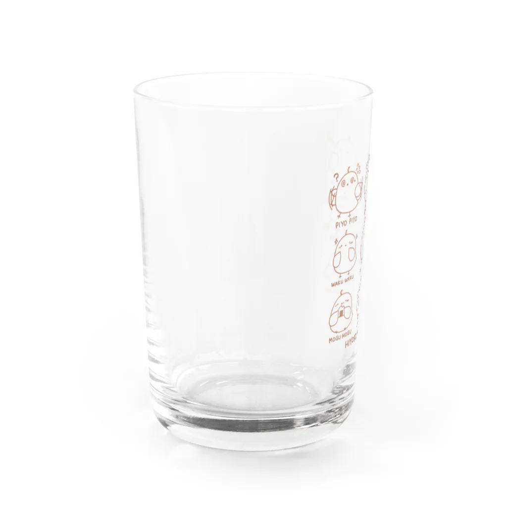 紅い羽の子 -ひよことぴよめろ-のひよこの気持ち(ブラウン) Water Glass :left