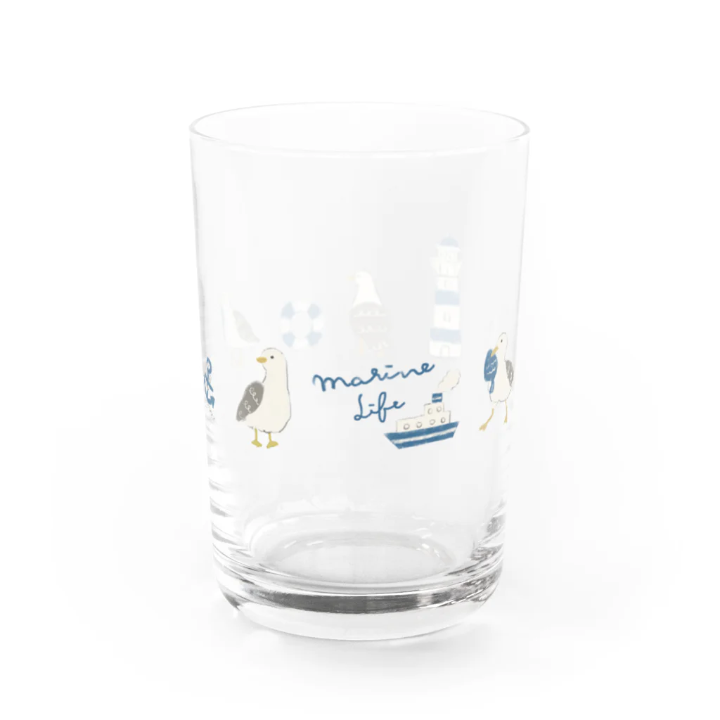 kiki25のカモメたちとマリンライフ Water Glass :left