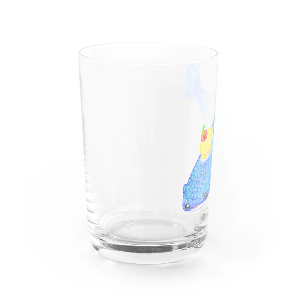 satoayaのアニマルカフェのシ―フードアニマル　クリームソーダジンベイ Water Glass :left