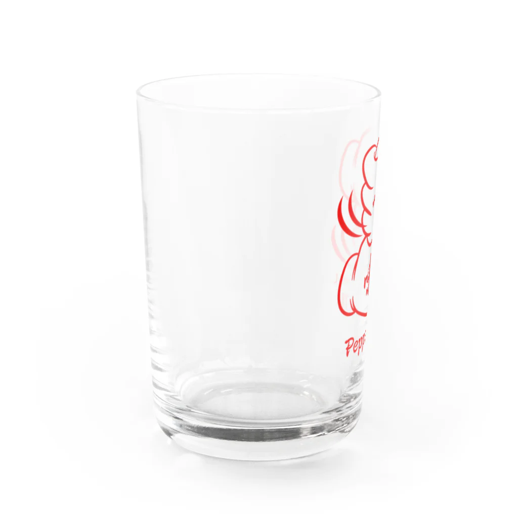 オノマトピアのペッパーミル・パフォーマンス（七味唐がらし）文字赤 Water Glass :left