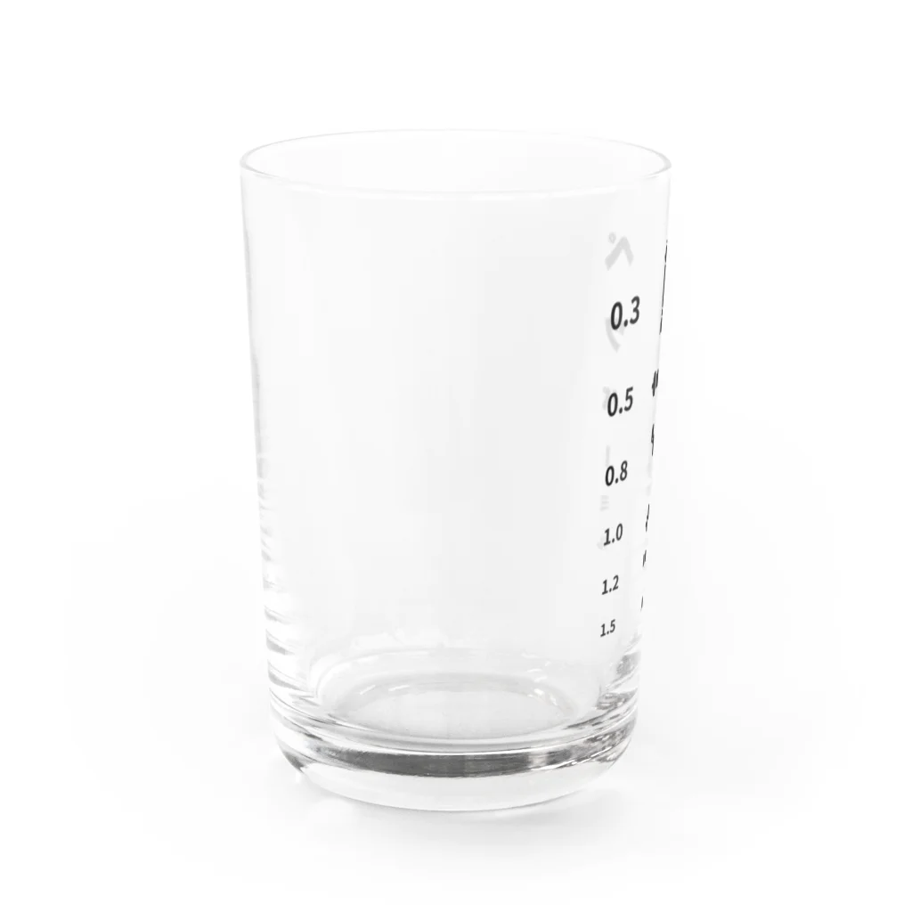 オノマトピアのペッパーミル視力検査表（文字黒） Water Glass :left