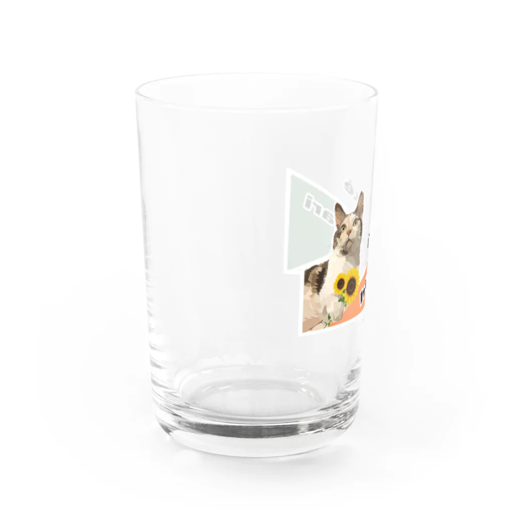 sasa9"のミケちゃん+ひまわり Water Glass :left