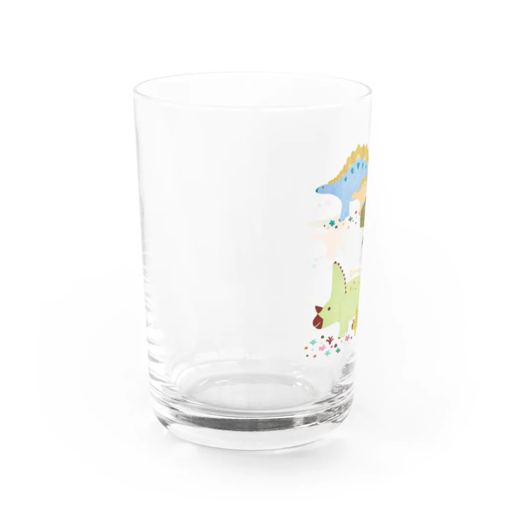 下間文恵イラストレーターの恐竜の親子 Water Glass :left