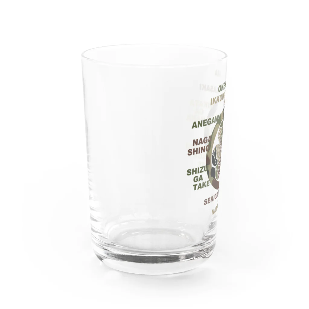 キッズモード某の葵の迷彩御紋と歴戦ロゴ Water Glass :left