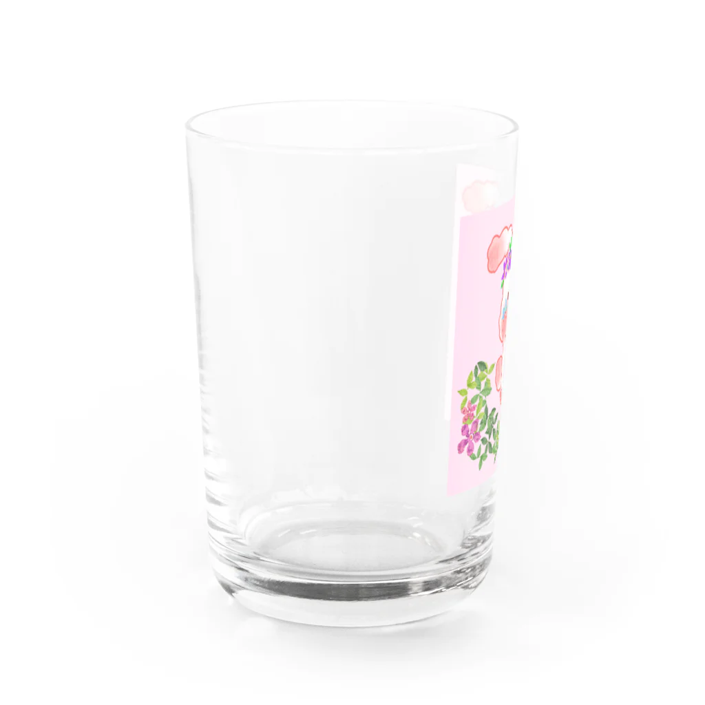 うりぼうのお店のもっちうさぎ　お花の冠 Water Glass :left