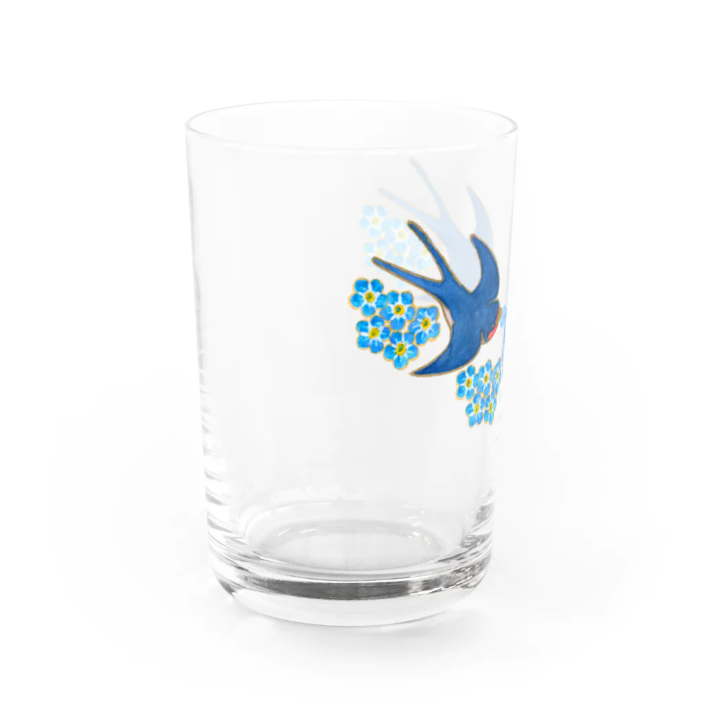 segasworksのForget me not（勿忘草と燕ちゃん） Water Glass :left