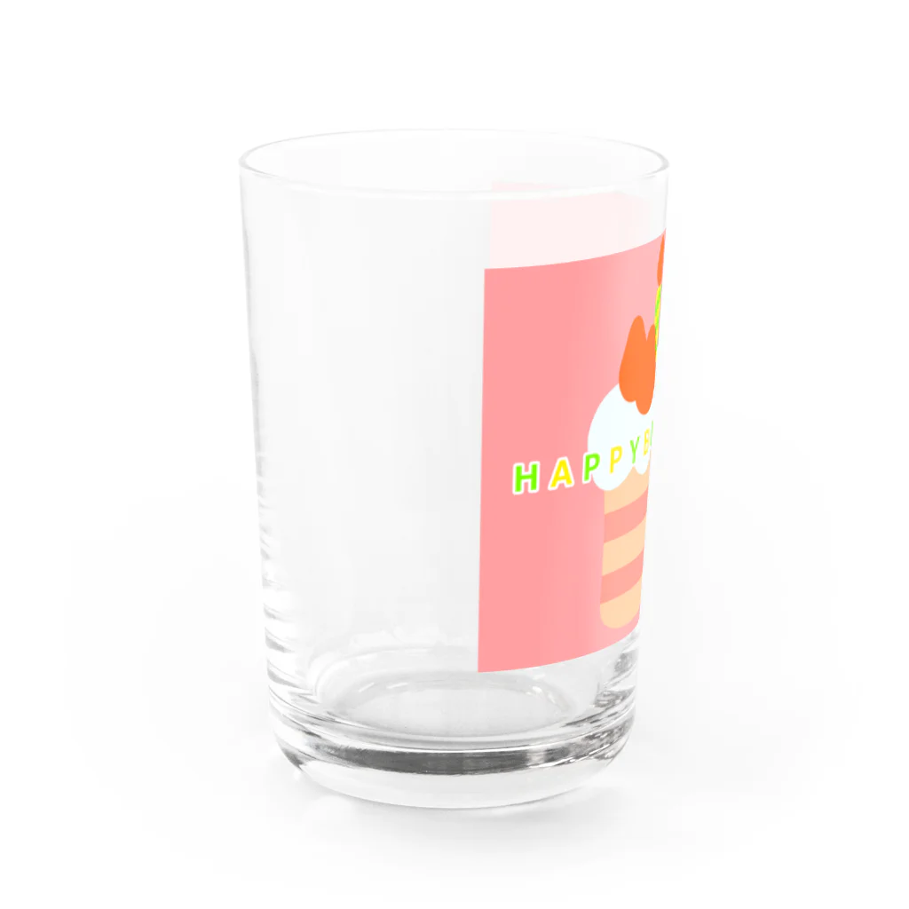 ゆちのへやのポップなバースデーケーキのイラスト Water Glass :left