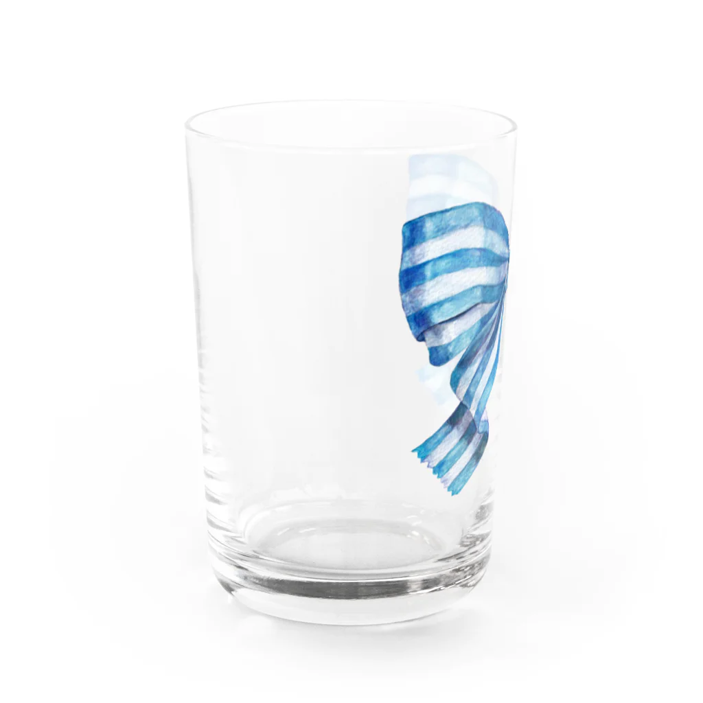 HosoMitsu-painterの水色のストライプリボン Water Glass :left