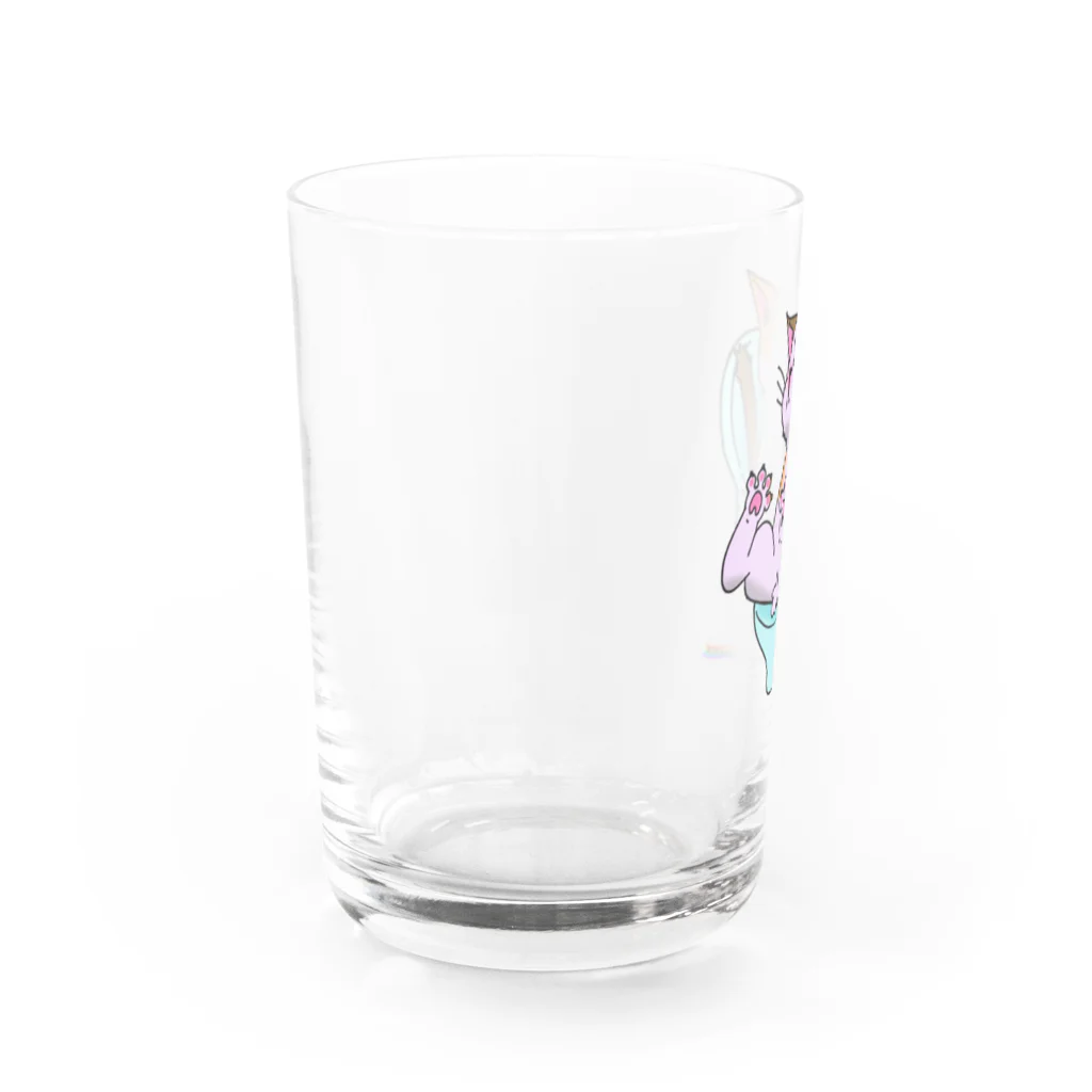 NITROMANIAのふんばりにゃん（三毛猫） Water Glass :left