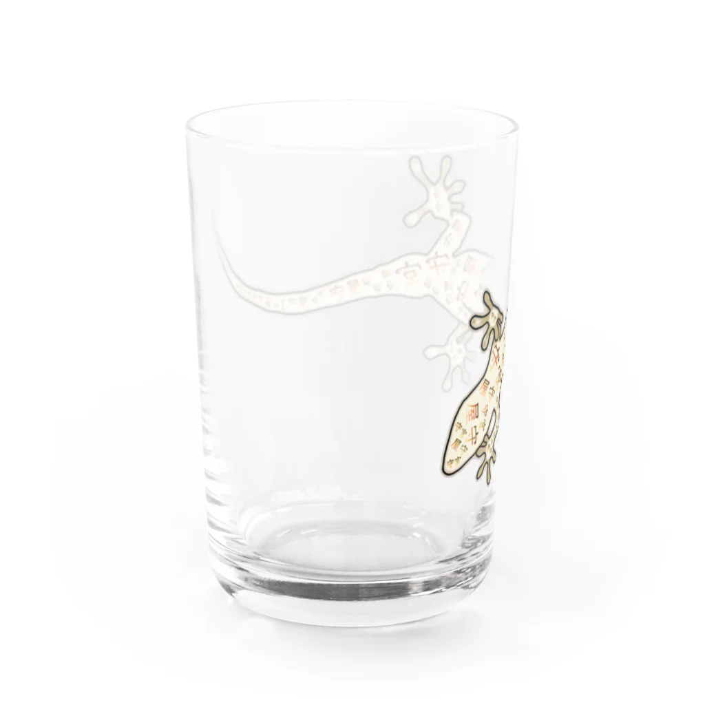 LalaHangeulのニホンヤモリさん　漢字デザイン Water Glass :left