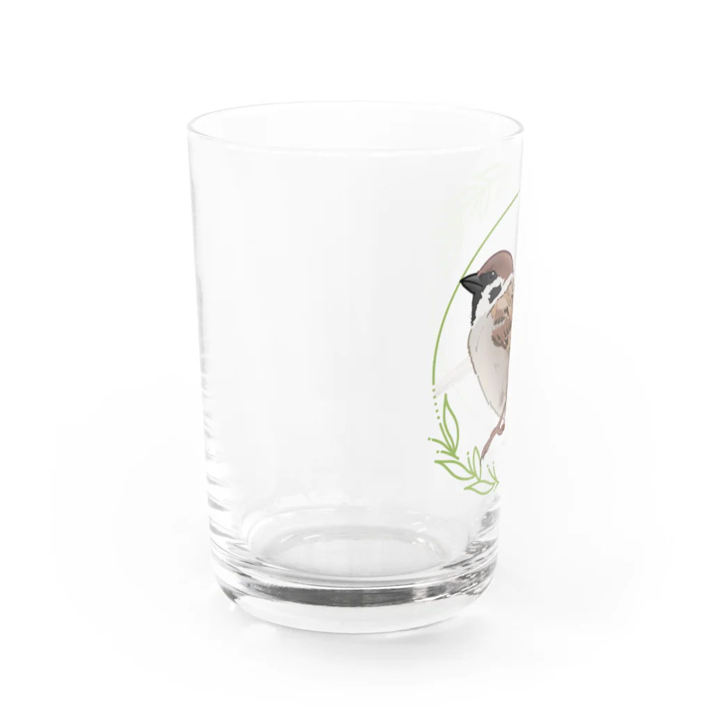 やちよ｜リアル鳥イラストのスズメさん Water Glass :left