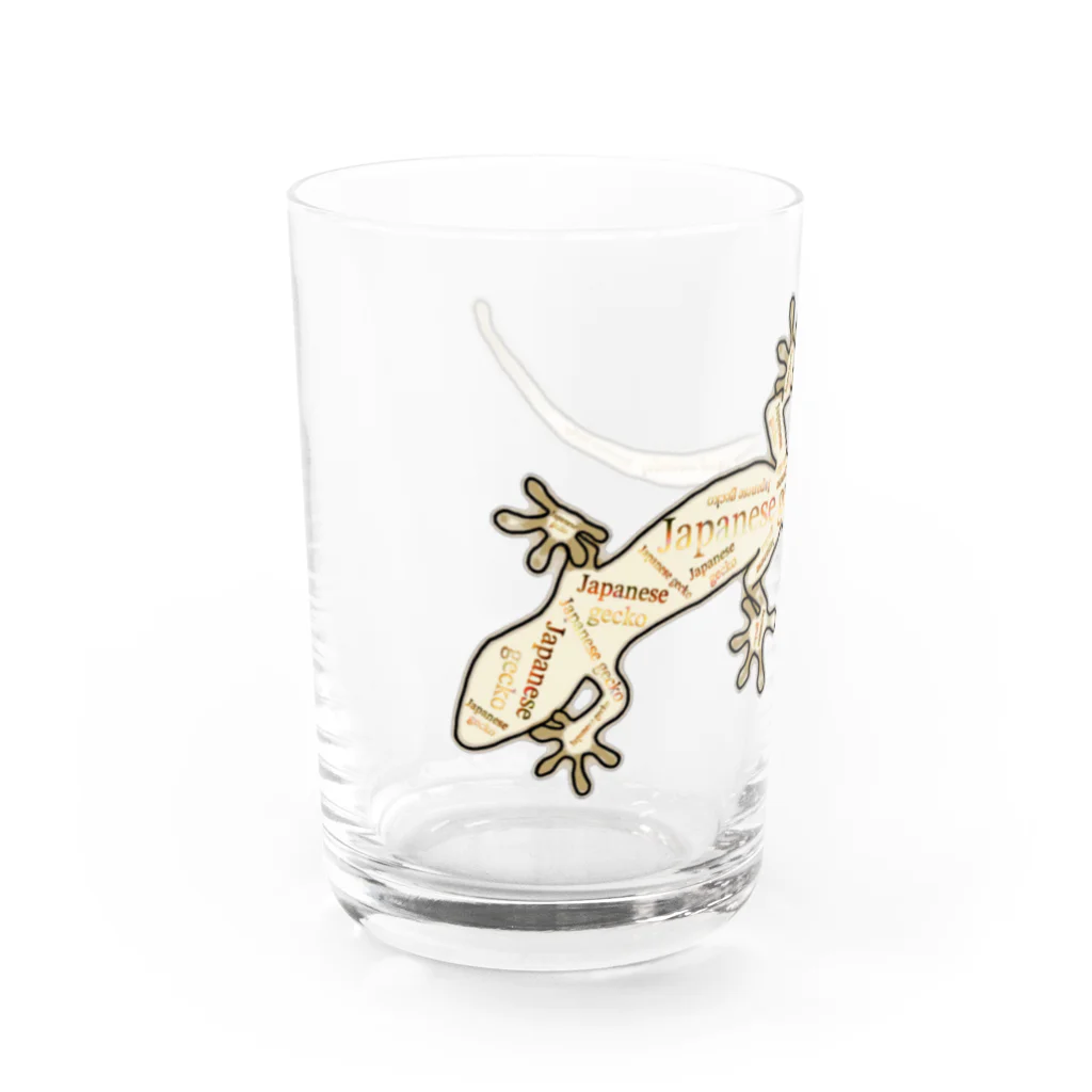 LalaHangeulのJapanese gecko(ニホンヤモリ)　英語デザイン Water Glass :left