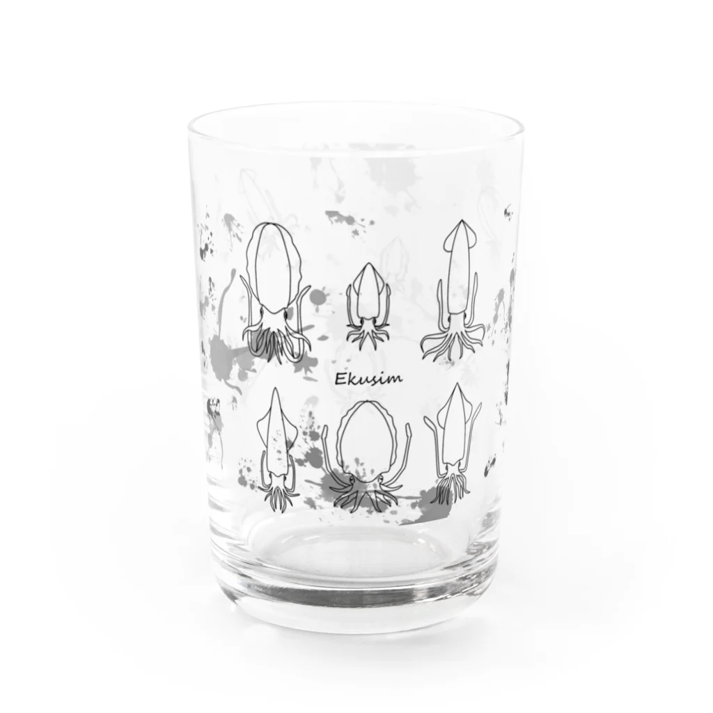 Ekusimのイカ墨まつり(線画黒ロングver.) Water Glass :left