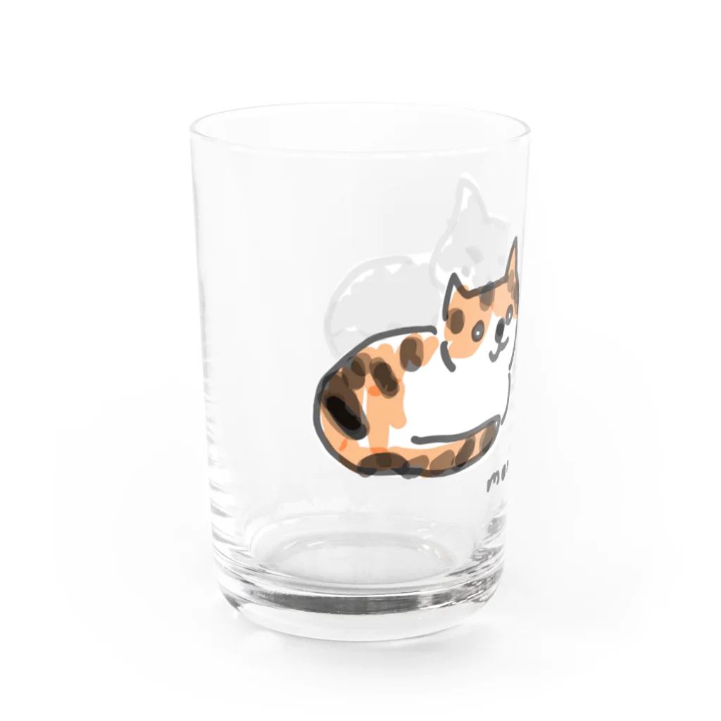 保護ねこカフェ もりねこのふたばちゃん&べべちゃん Water Glass :left