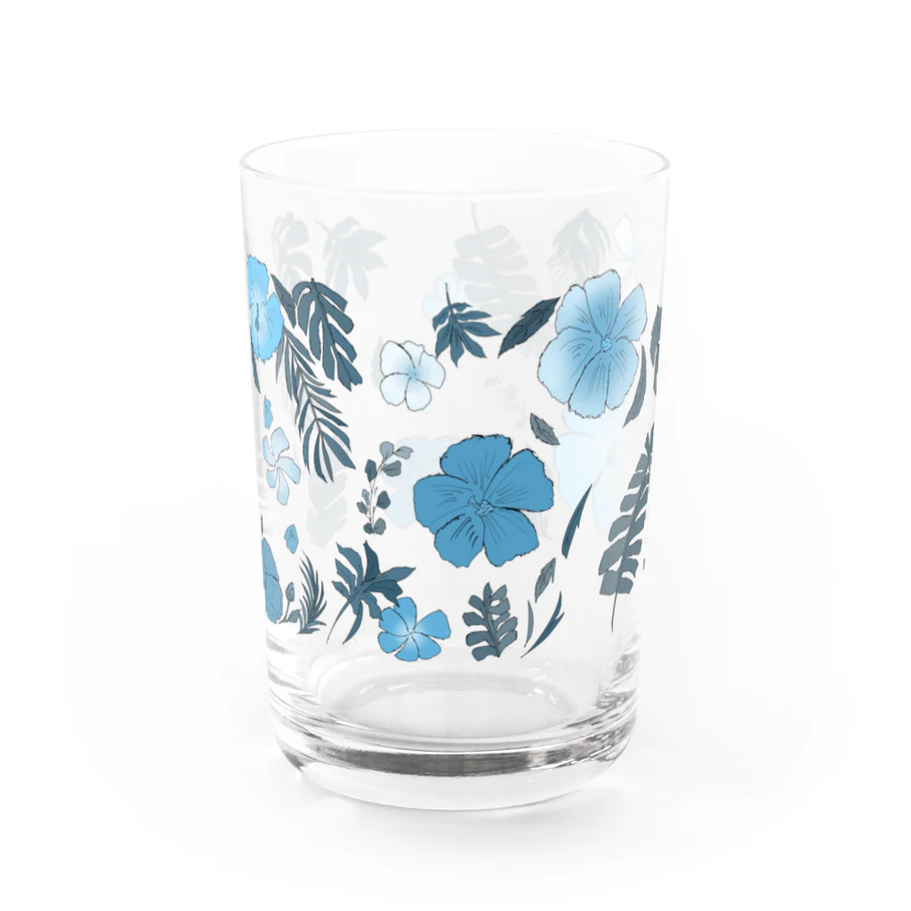 れもその小さいお店の花柄【青】 Water Glass :left