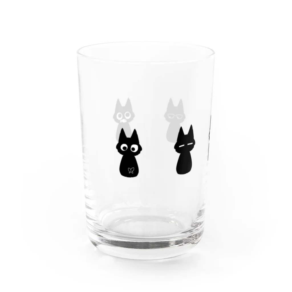 れもその小さいお店の5匹の猫【黒猫】 Water Glass :left