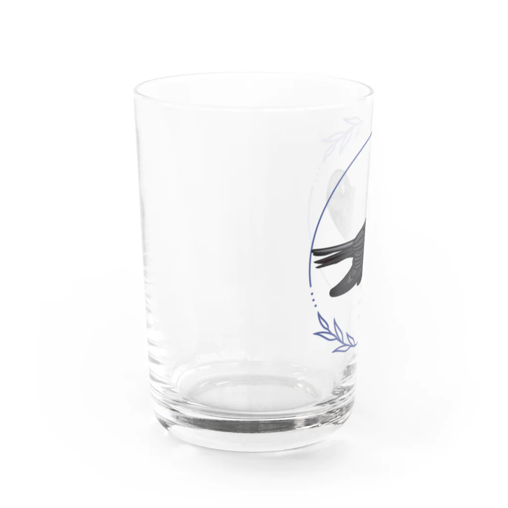 やちよ｜リアル鳥イラストのハシボソガラスさん Water Glass :left