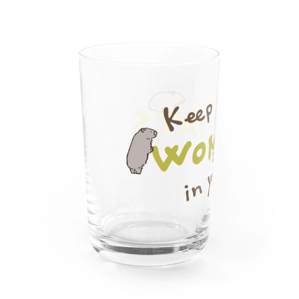 Tomomi Fujiiのずんぐり屋のいつも心にウォンバット yellow Water Glass :left