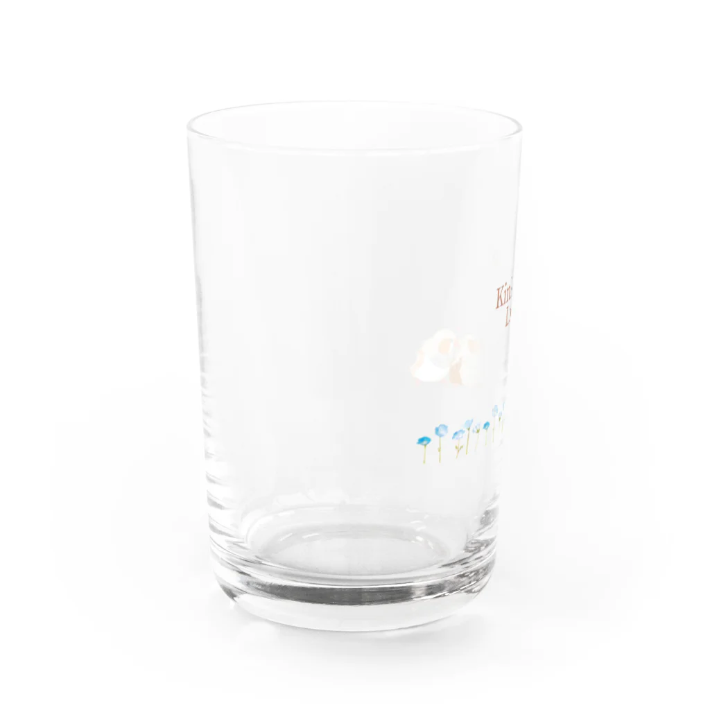 雛乃の文鳥グッズ屋さんのキンカチョウのネモフィラデザイン Water Glass :left