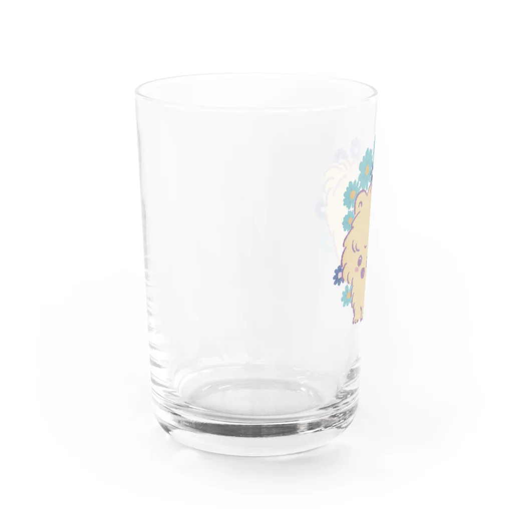 猫のきぬくんのお店のポメプーと青いガーベラ Water Glass :left