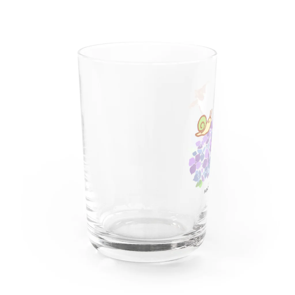 rina_suzuriのもふもふシマエナガと紫陽花　コップ Water Glass :left