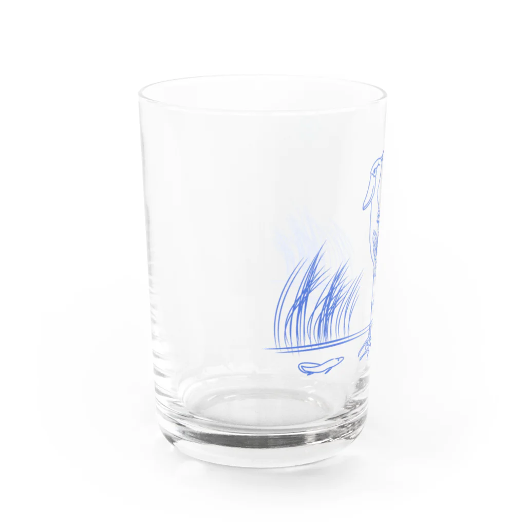 Blue Gemのハシビロコウとハイギョ Water Glass :left