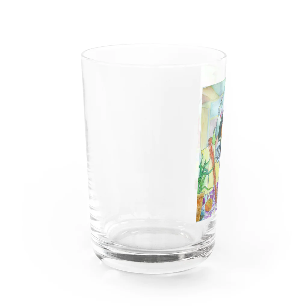 もちもち屋のまめよんぽ Water Glass :left