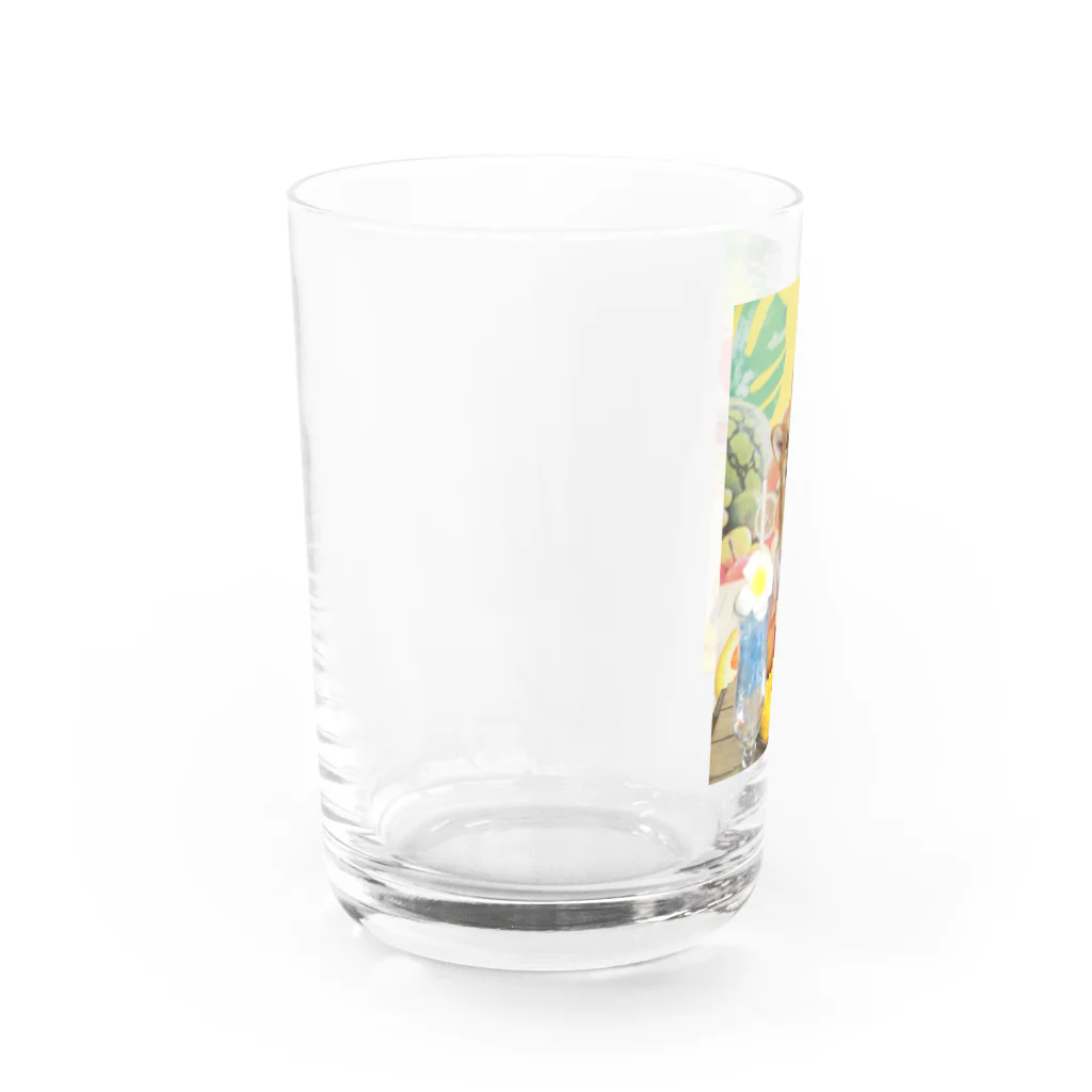 柴犬グッズ専門店 あられ堂の柴犬　真夏のリゾート001 Water Glass :left