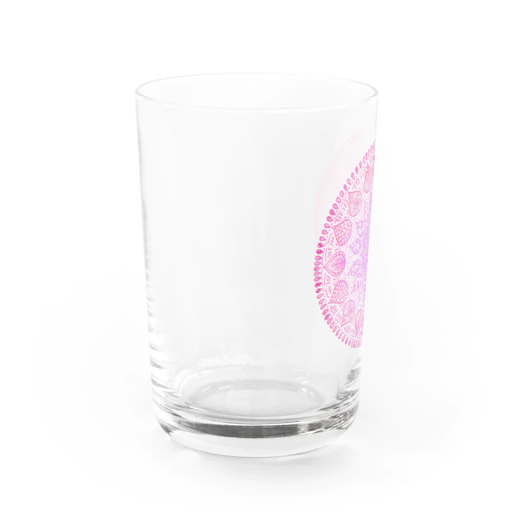 光のフラーレン33の光の曼荼羅さくら Water Glass :left