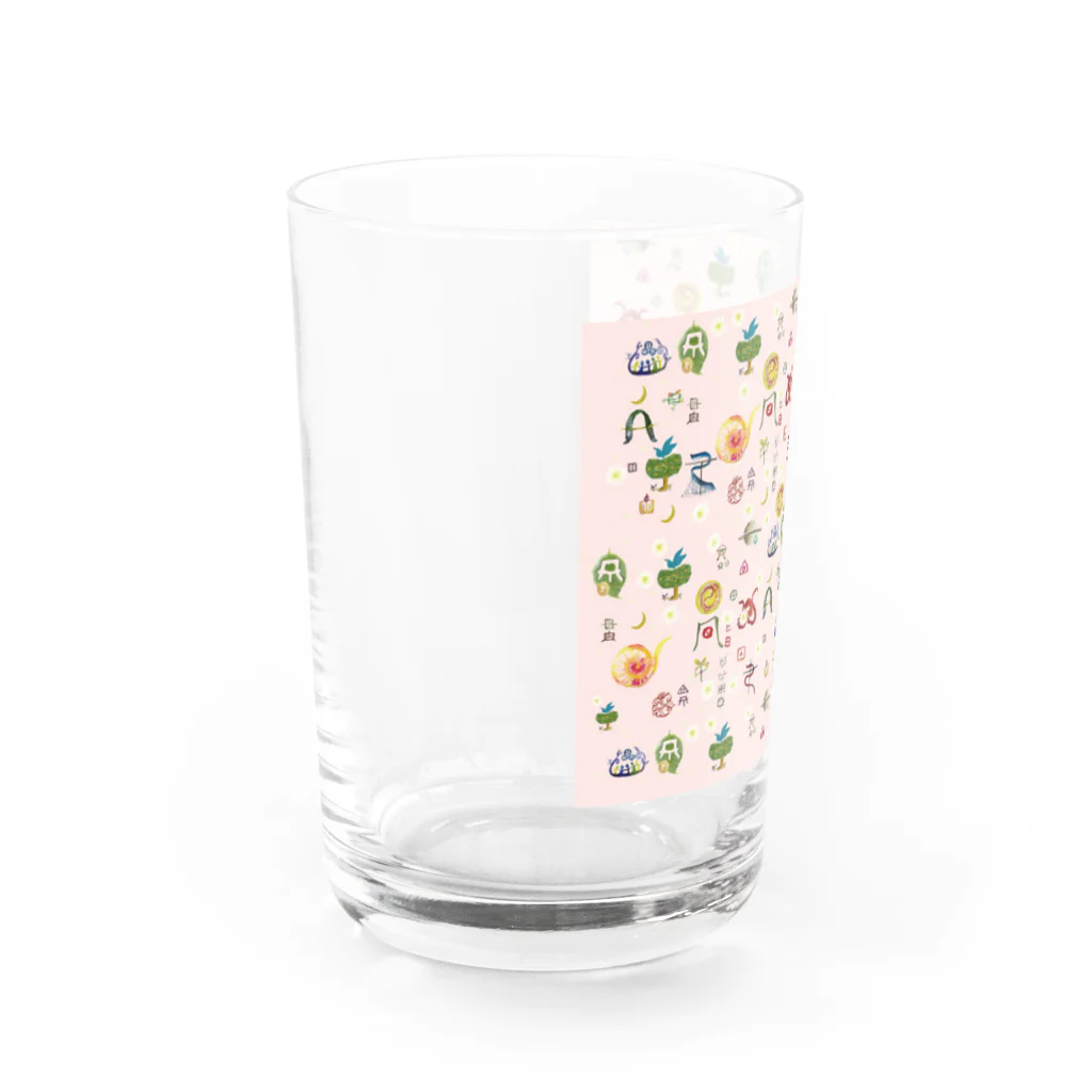 WAMI ARTのヲシテ文字いろいろ【桜花色ベース】 Water Glass :left