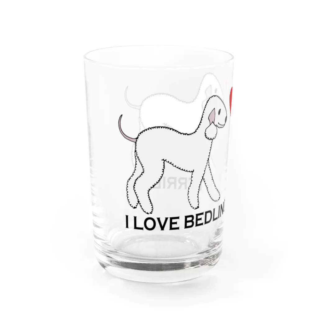 ベドリントンテリアのワホワホショップのI LOVE ベド2 Water Glass :left