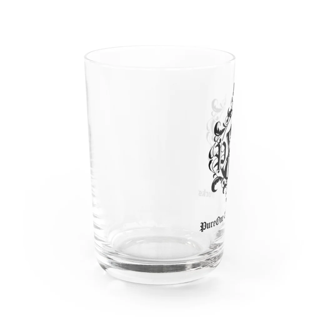 ピュアワン コルセット ワークスのメインロゴ柄 Water Glass :left