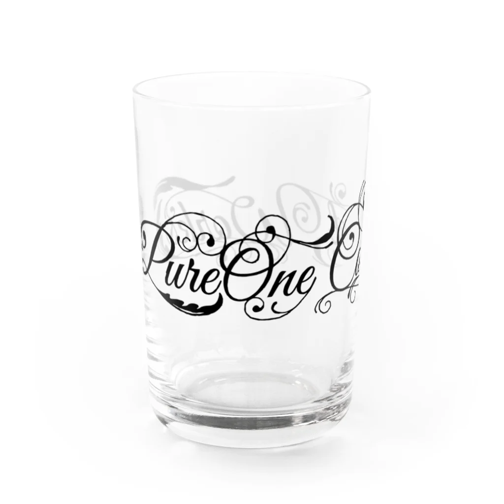 ピュアワン コルセット ワークスのロゴ（横文字） Water Glass :left