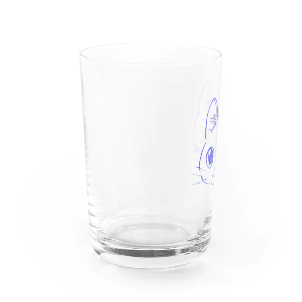 ４つの肉球のとにかく食べて寝るのが好きなネコ Water Glass :left