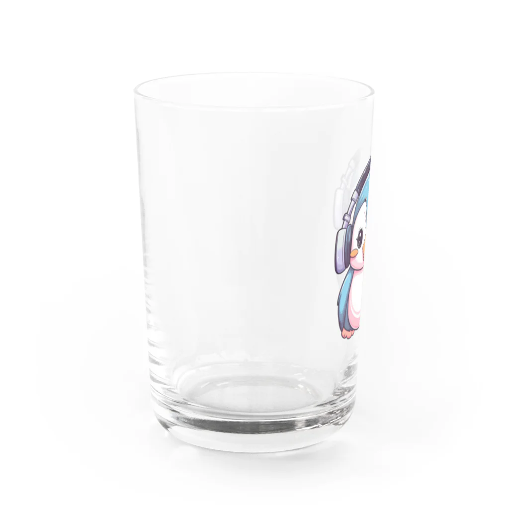 Vasetti_pressのヘッドホンを付けているペンギン Water Glass :left