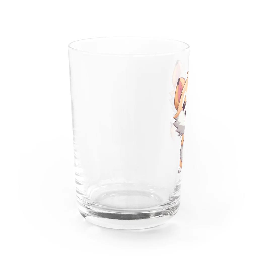 Vasetti_pressの可愛いキツネとマイク Water Glass :left