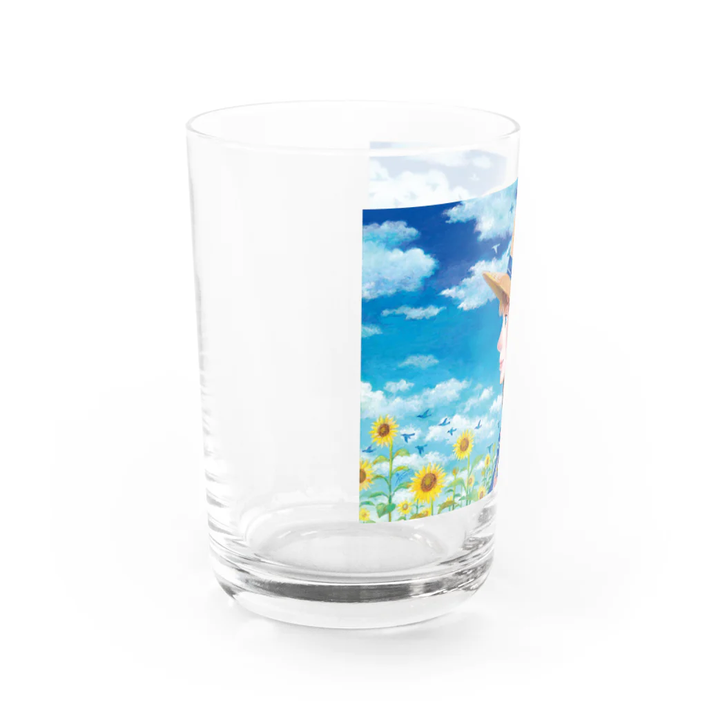 kazuyo online store【suzuri】　　　　　　　　　　　　　　　　　　　　　　　　　　　　　　　　　　　　　　　　　　　　　　　　　　　　　　　　　　　　　　　　の夏の向日葵と空 Water Glass :left