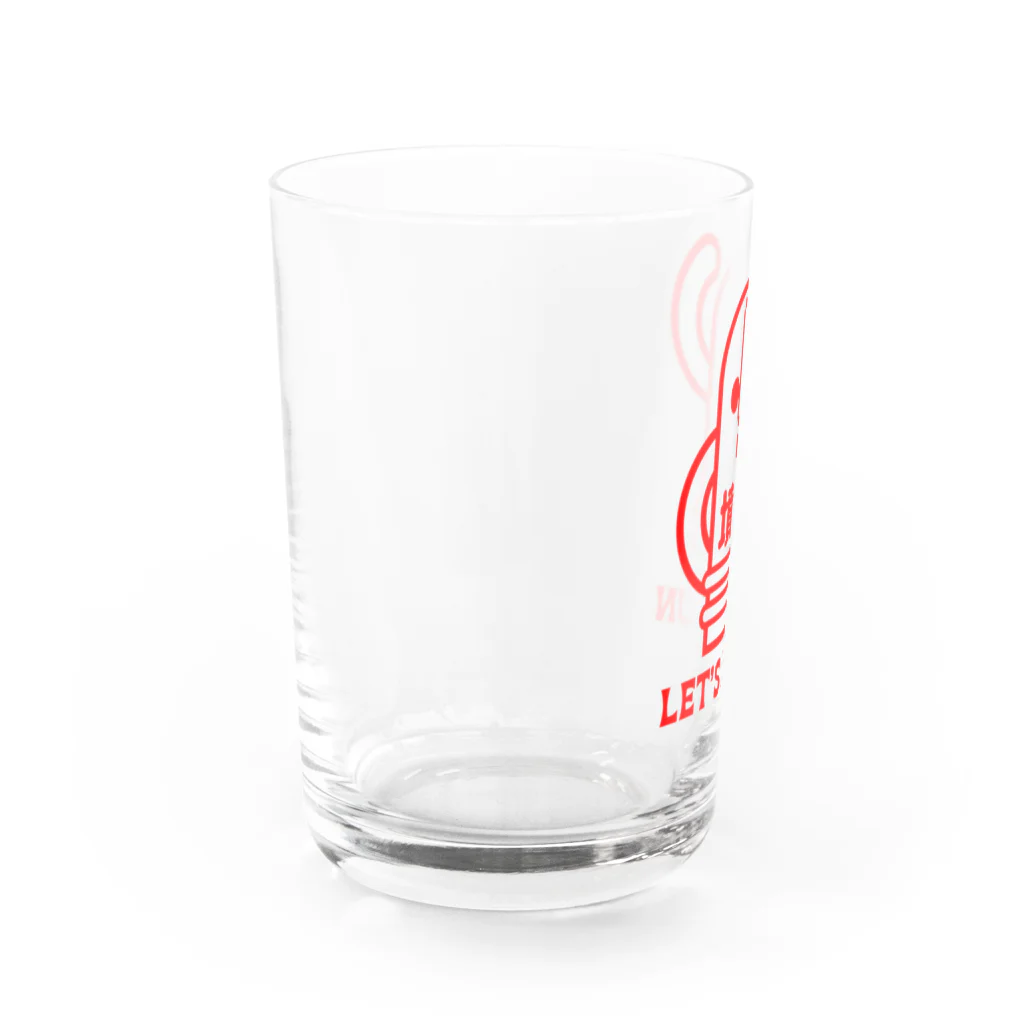 オノマトピアの墳活(ふんかつ)古墳・はにわTシャツ・文字赤 Water Glass :left