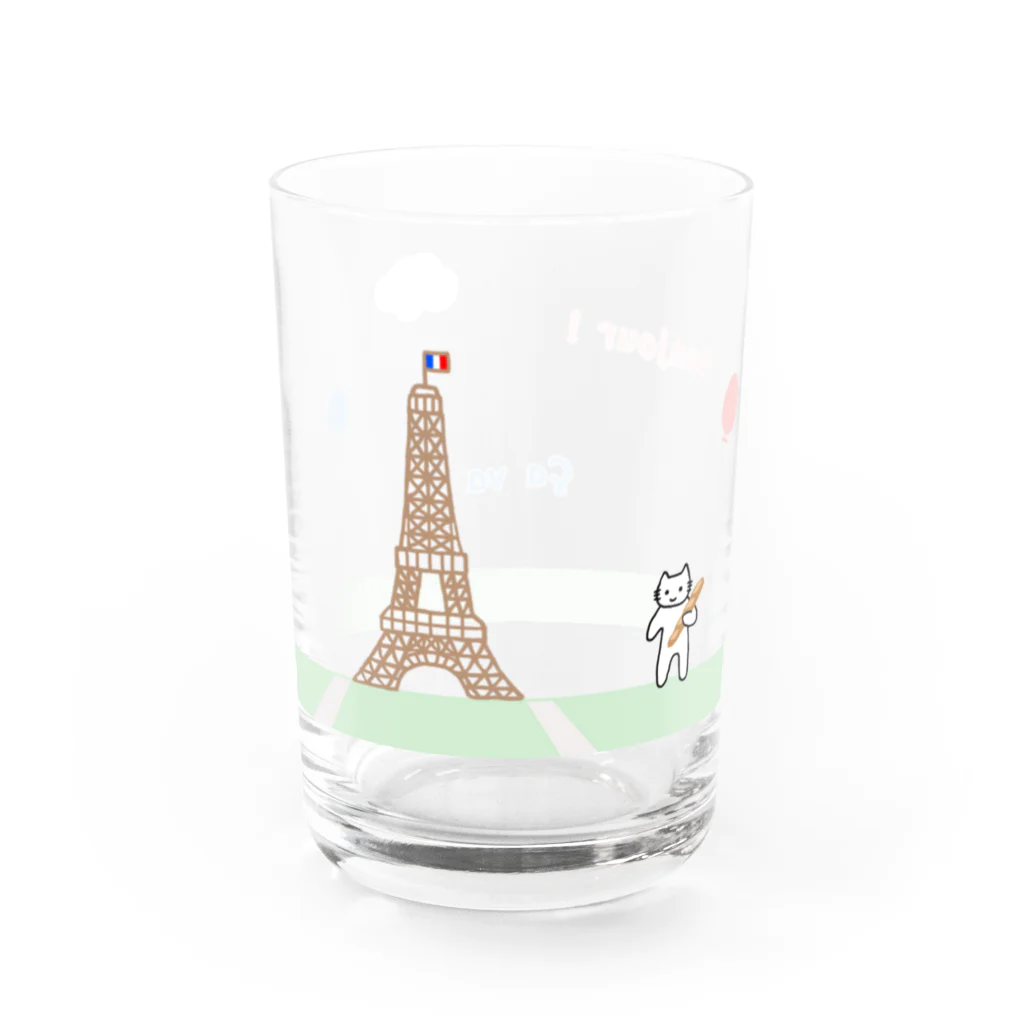 Challenge Cat Storeの挑戦するねこ_パリ散歩グラス Water Glass :left