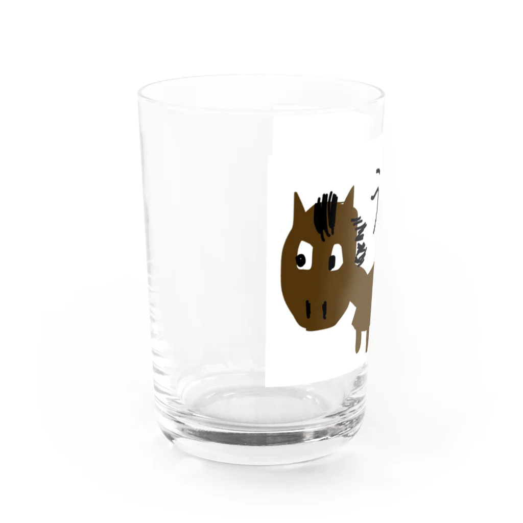 みんなのみすたーさんのお絵描きおうまさん Water Glass :left