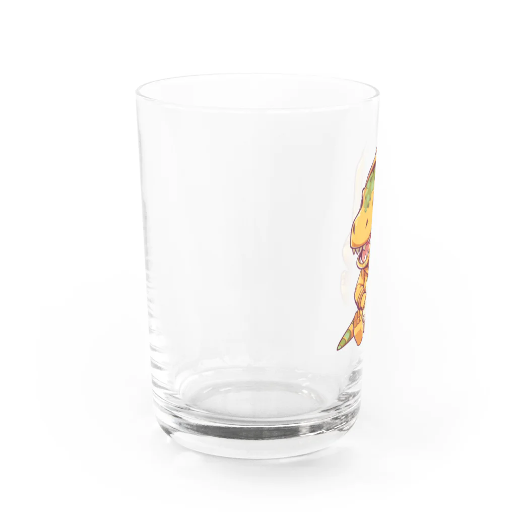 Vasetti_pressのパーカーを着たティラノサウルス Water Glass :left