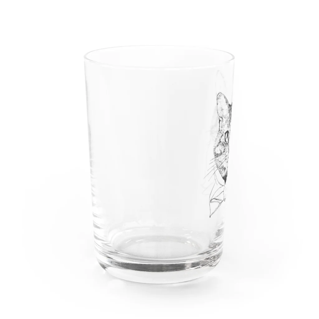 猫竹（nekotake)のペン画のしましま猫ちゃん Water Glass :left