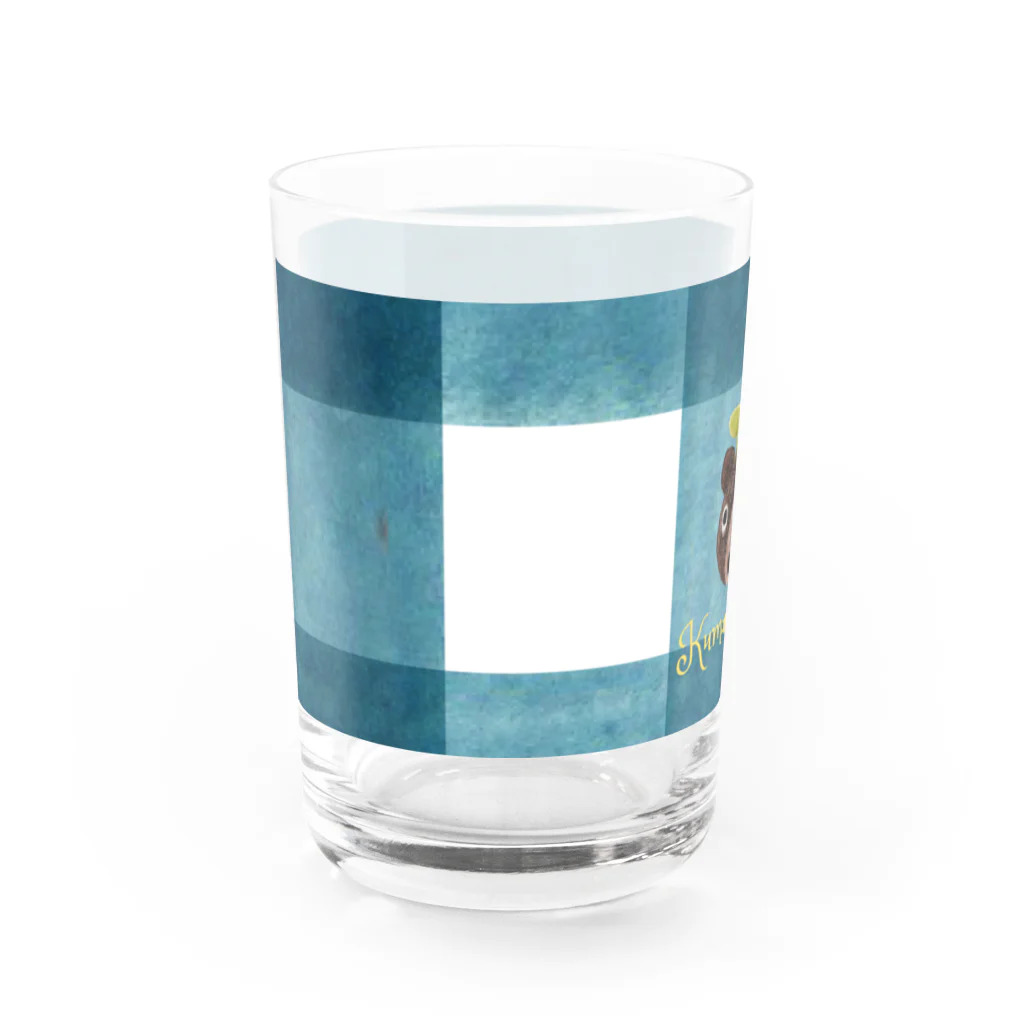 ポコのくまのムー むぎ茶どーぞ。(青) Water Glass :left