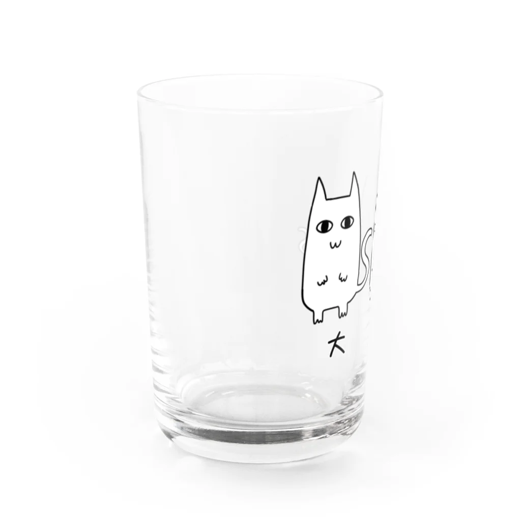 蓮の咲く場所の壁画みたいなネコ  (大中小) Water Glass :left