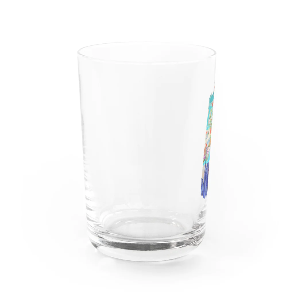 KeishopCreations - 日本の美をあなたにのハンドメイドリメイク着物青 Water Glass :left