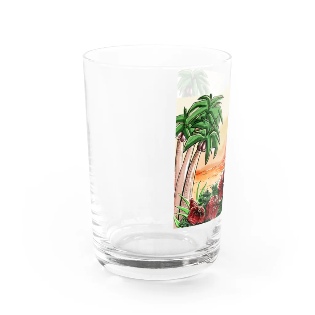 la-mer-sireneのハイビスカスのサンセット Water Glass :left